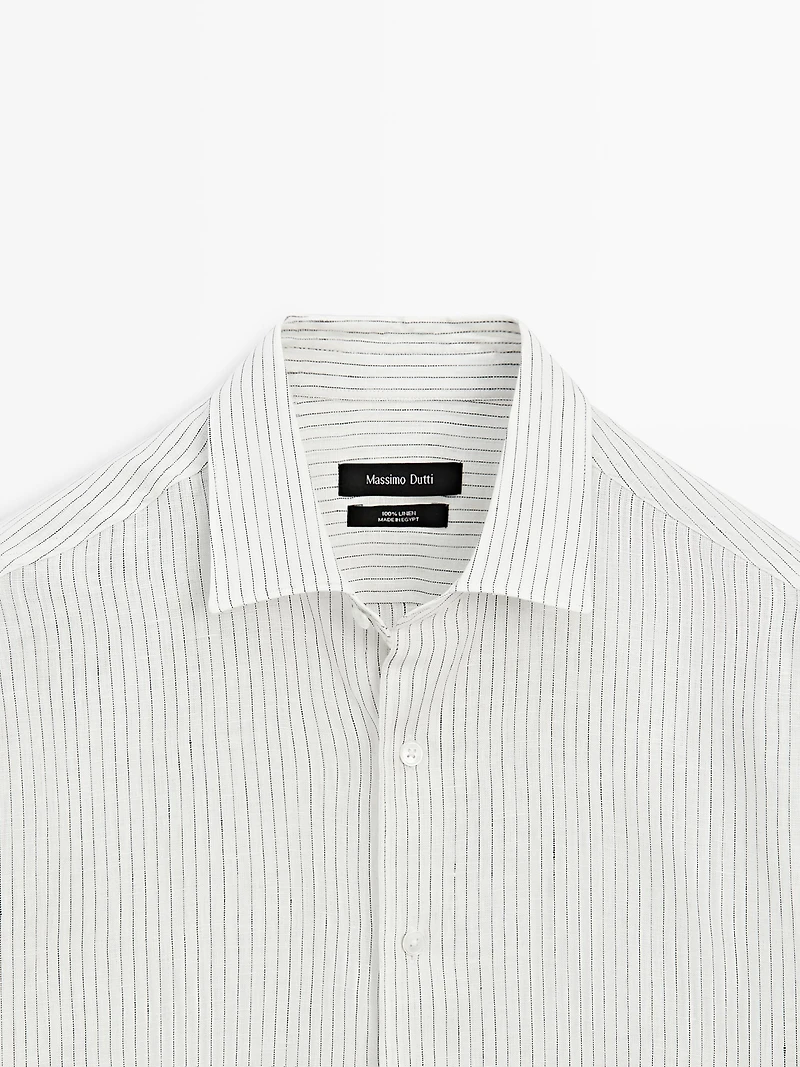Regular fit striped linen shirt