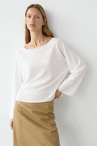 100% linen knit boat neck sweater