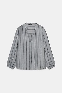WOVEN STRIPED BLOUSE
