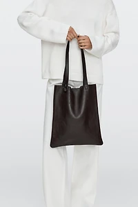Tote bag avec détail pochette en cuir nappa