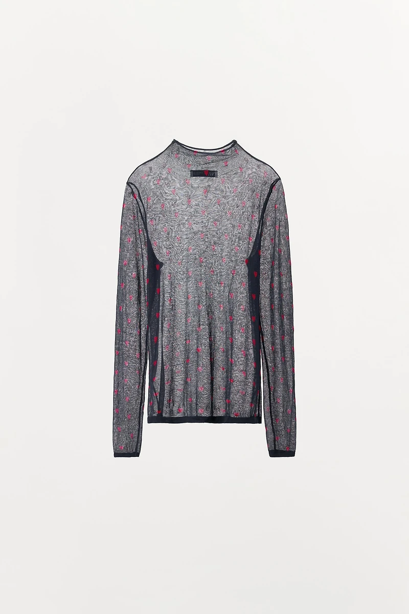 FINE KNIT HEART TOP