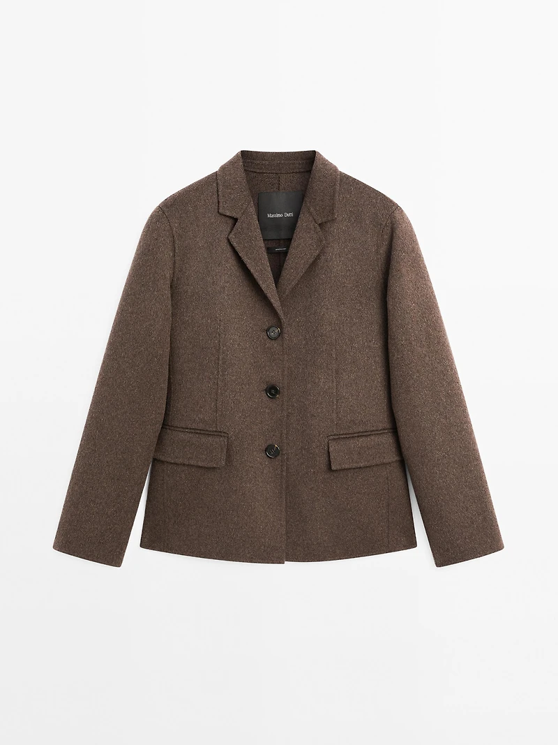 Blazer à col sartorial en laine mélangée
