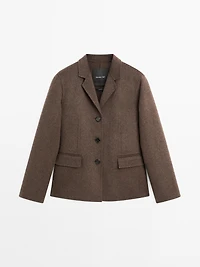 Blazer à col sartorial en laine mélangée