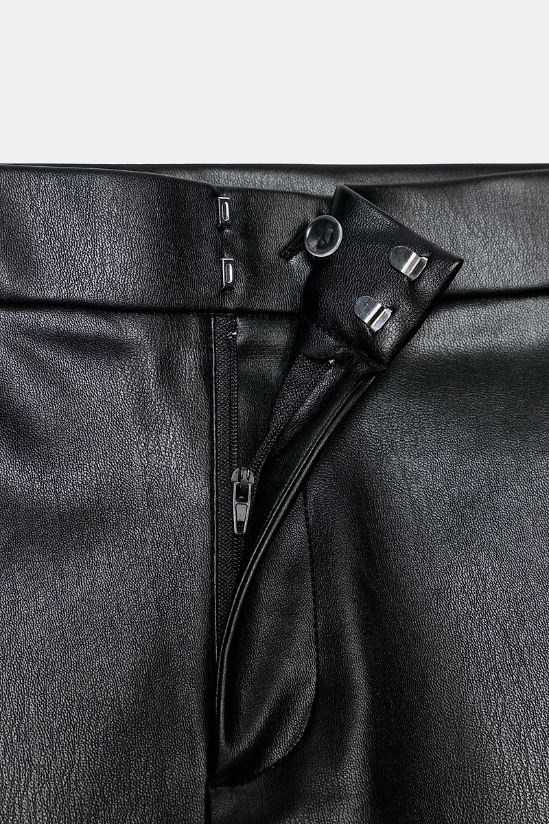 FAUX LEATHER FLARE PANTS