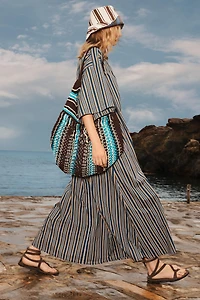 LIMITED EDITION STRIPED BELTED DRESS