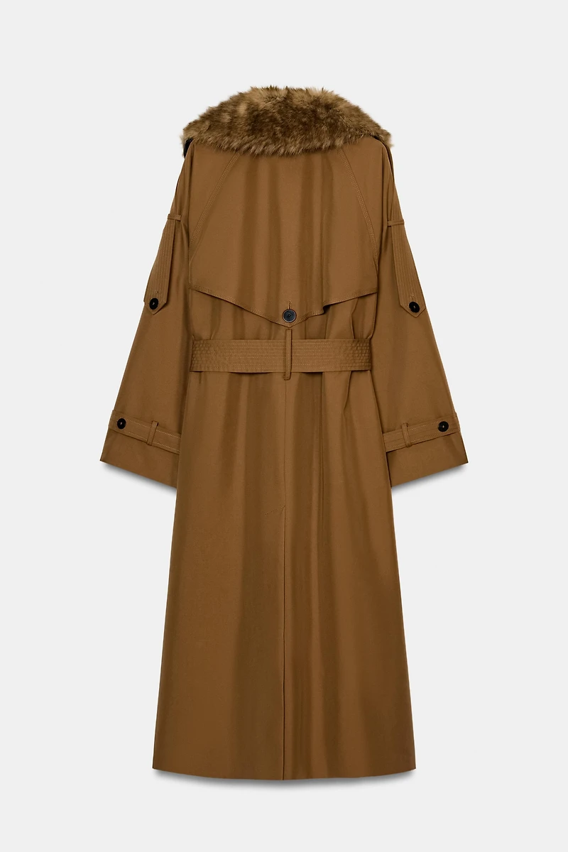 TRENCH OVERSIZE COL EFFET FOURRURE ZW COLLECTION ÉDITION LIMITÉE