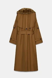 TRENCH OVERSIZE COL EFFET FOURRURE ZW COLLECTION ÉDITION LIMITÉE