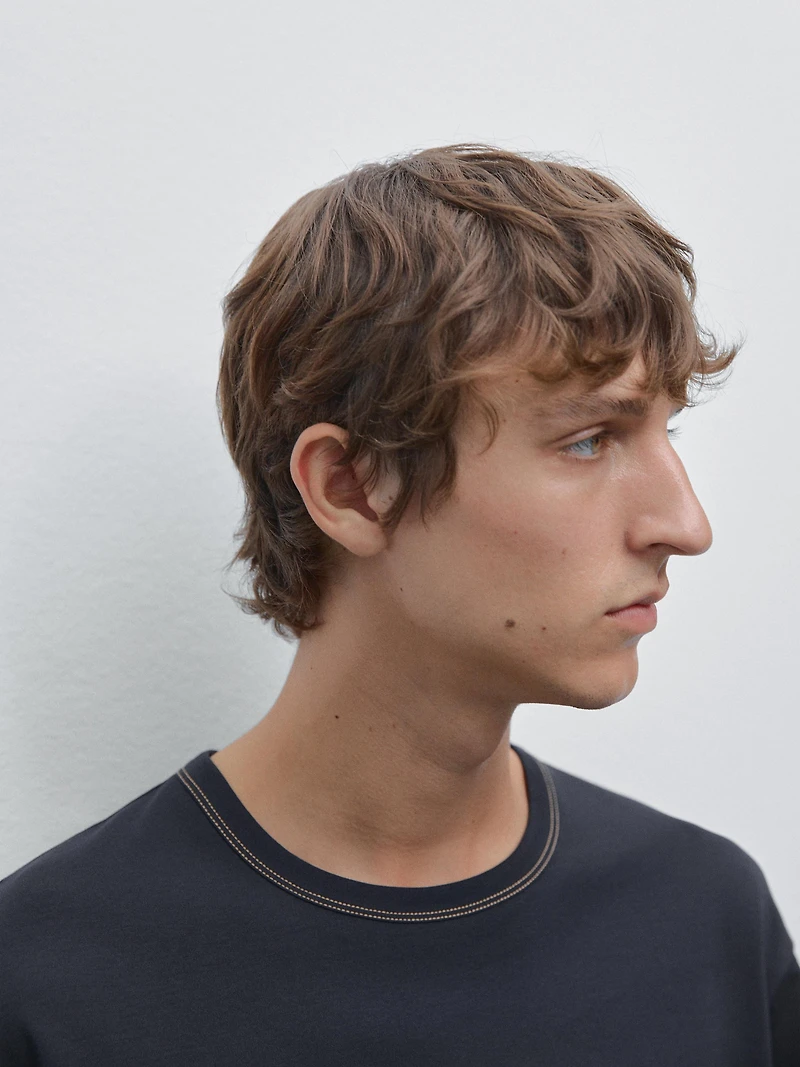 T-shirt manches courtes surpiqûre contrastante