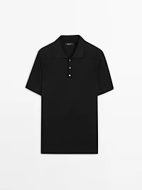 Cotton blend knit polo shirt