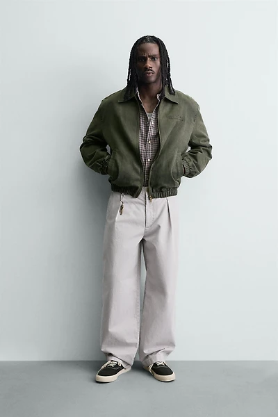WASHED EFFECT FAUX SUEDE JACKET