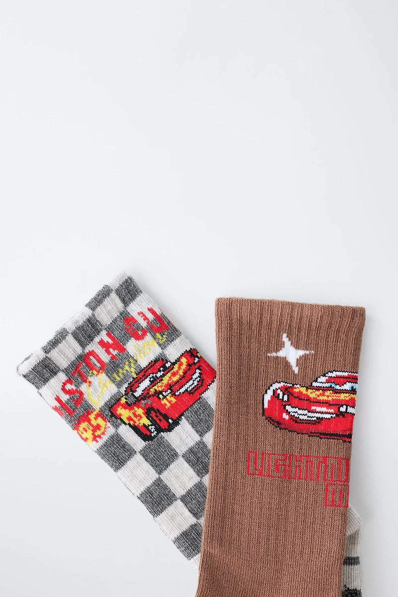 LOT DE DEUX PAIRES CHAUSSETTES MI-MOLLET CARS FLASH MCQUEEN © DISNEY/PIXAR