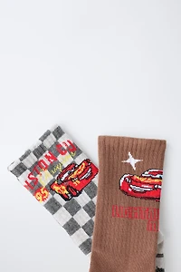 LOT DE DEUX PAIRES CHAUSSETTES MI-MOLLET CARS FLASH MCQUEEN © DISNEY/PIXAR