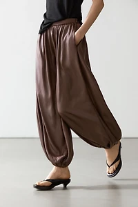Flowing balloon fit satin trousers