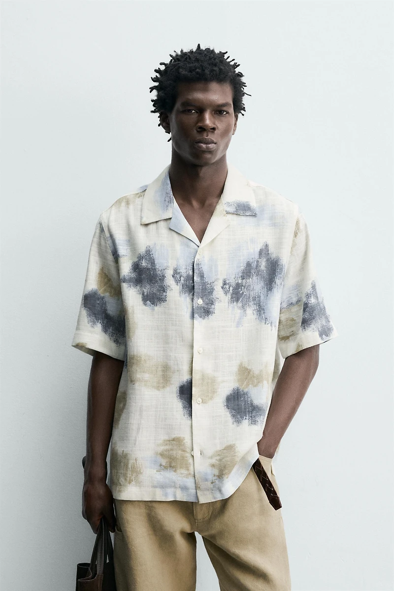 FLOWY ABSTRACT PRINT SHIRT