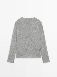 Knit sweater with cowl neck