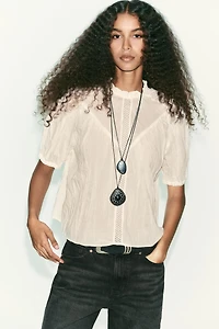 RUSTIC LACE INSERT BLOUSE