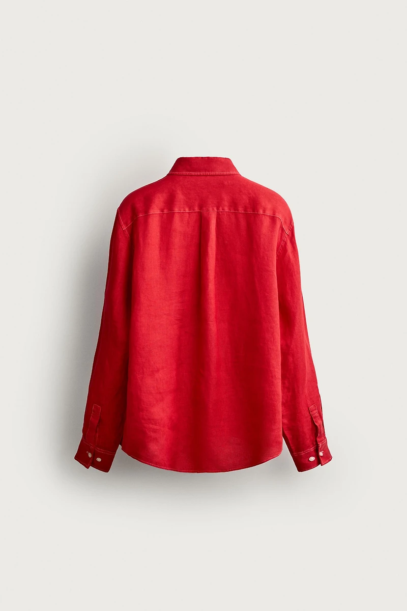 100% LINEN REGULAR FIT OVERSHIRT
