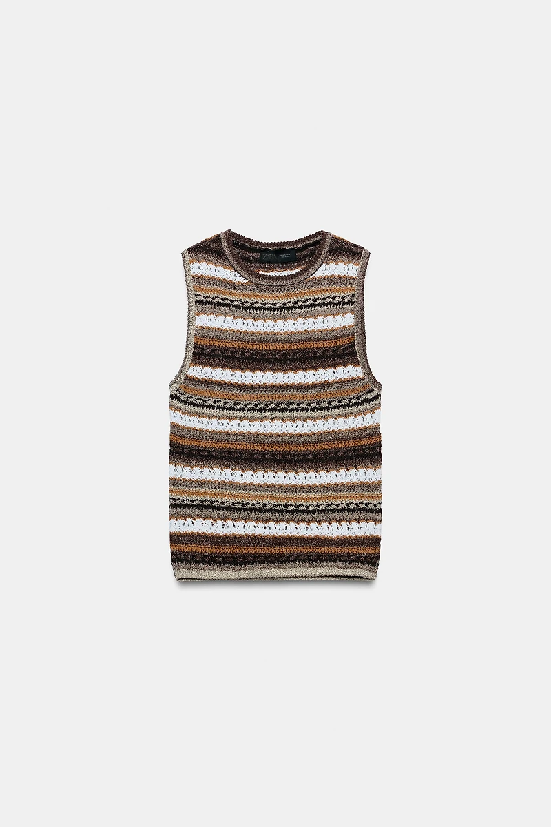 TEXTURED STRIPED KNIT TOP