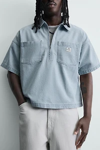 WASHED STRIPED BOXY FIT POLO