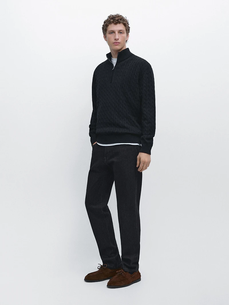 Pull en maille col montant zippé