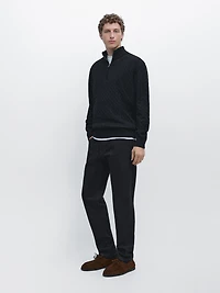 Pull en maille col montant zippé