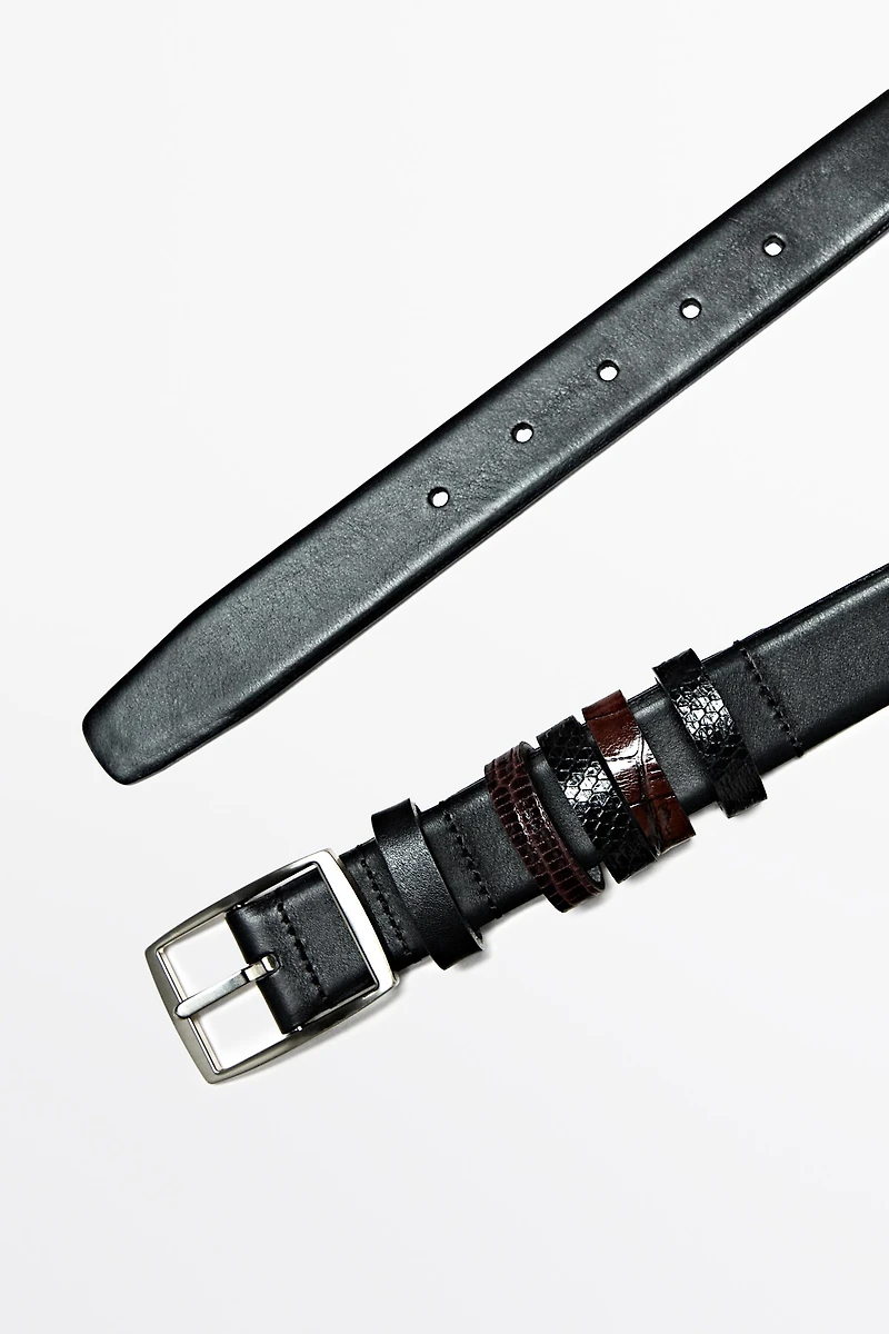 Leather belt with 5 loops - STUDIO