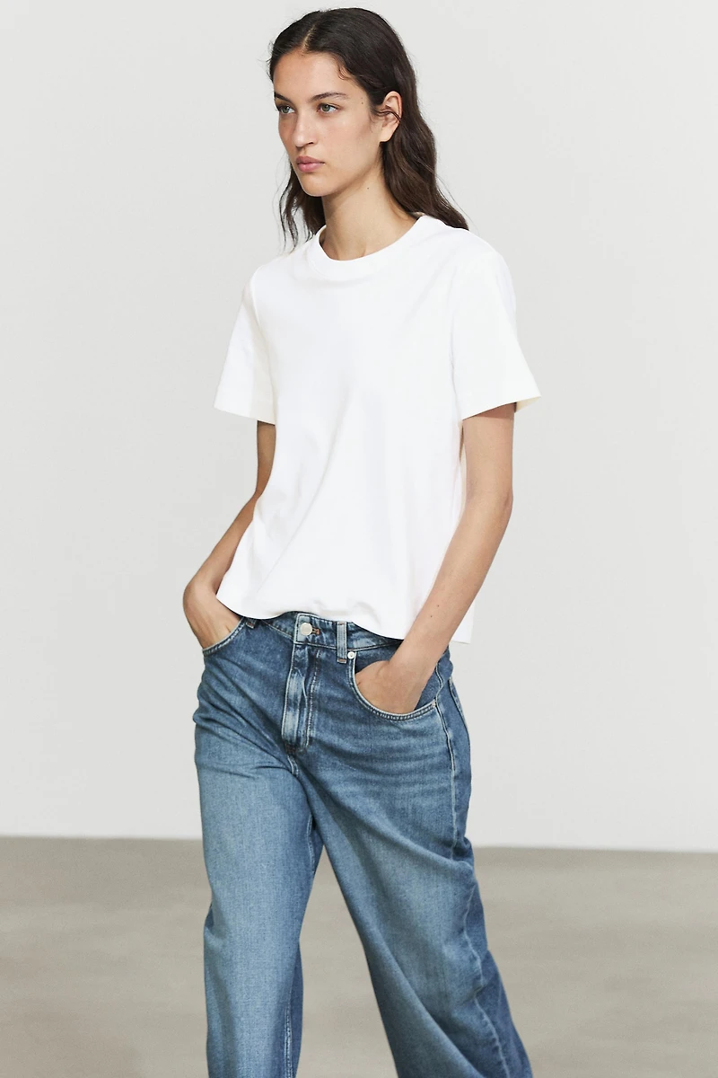T-shirt interlock col rond 100 % coton