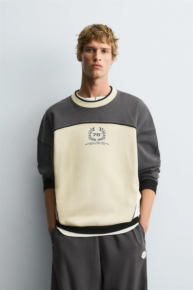 COLOR BLOCK PRINTED SWEATSHIRT