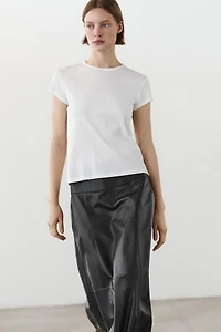 Nappa leather midi skirt with seams