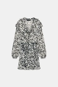 BELTED PRINTED MINI DRESS