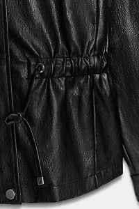 FAUX LEATHER HIGH COLLAR JACKET