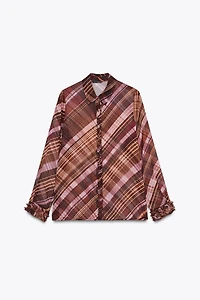SEMI-SHEER PLAID BLOUSE