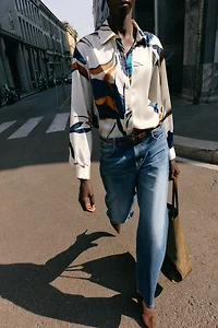 FLORAL PRINT SATIN SHIRT