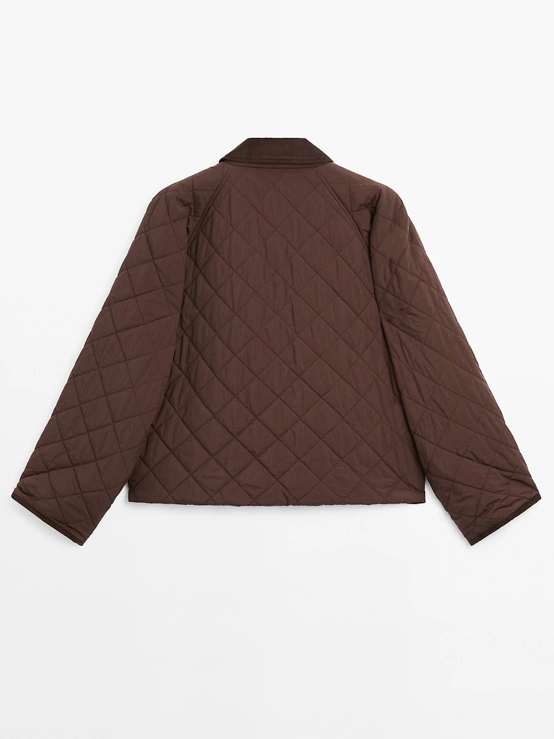 Short lightweight jacket with corduroy detail