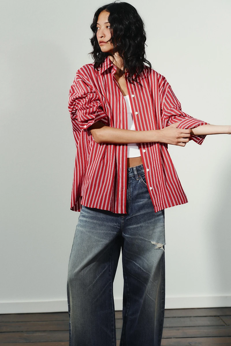CHEMISE OVERSIZE EN POPELINE RAYÉE