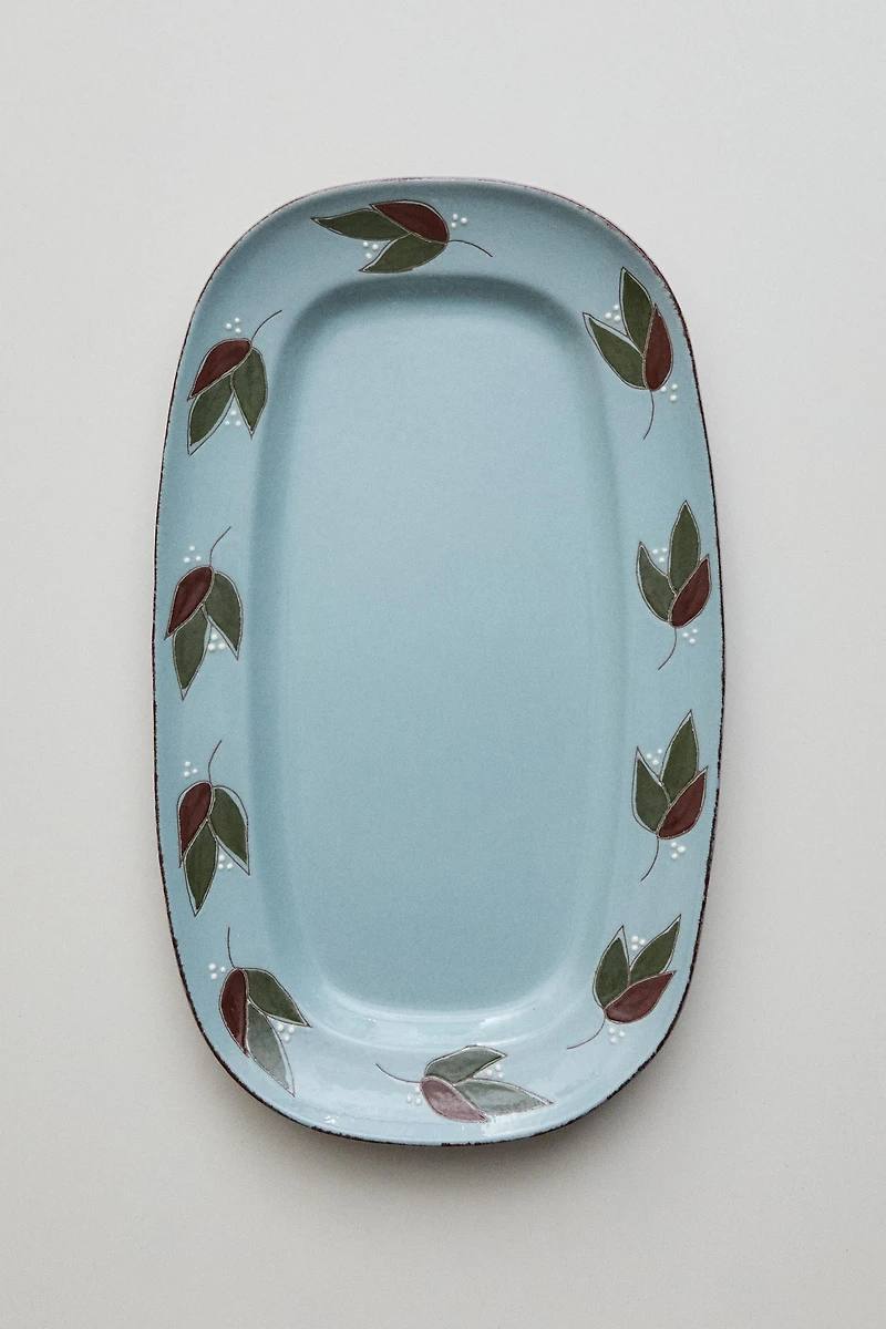 RECTANGULAR LEAF EARTHENWARE SERVING DISH