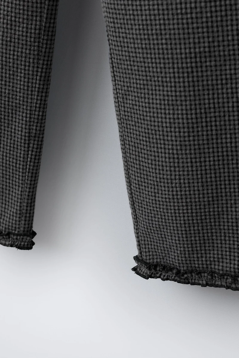 GINGHAM PLAID RUFFLED PANTS