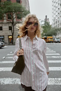 STRIPED OVERSIZED POPLIN SHIRT