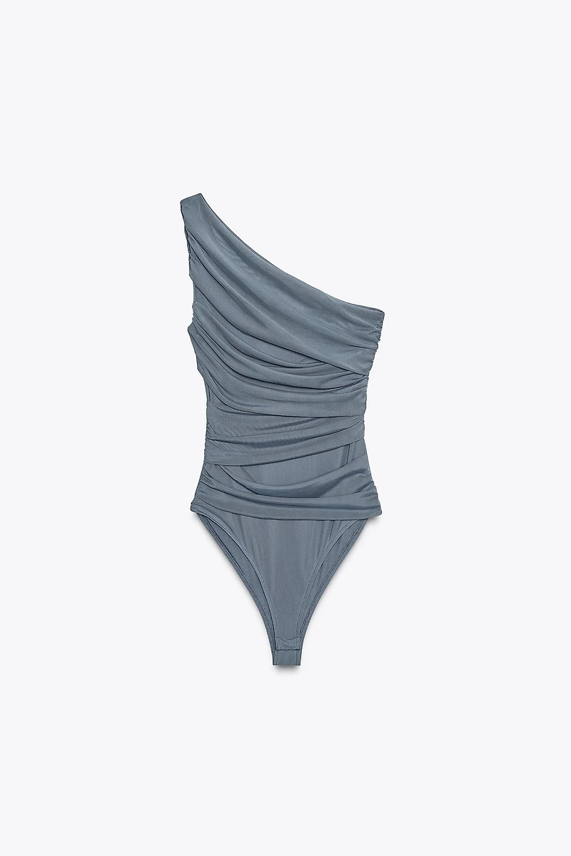 BODY EN TULLE DRAPÉ ASYMÉTRIQUE