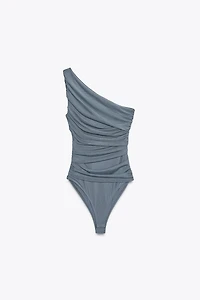 BODY EN TULLE DRAPÉ ASYMÉTRIQUE