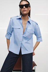 POPLIN SHIRT WITH POCKETS ZW COLLECTION