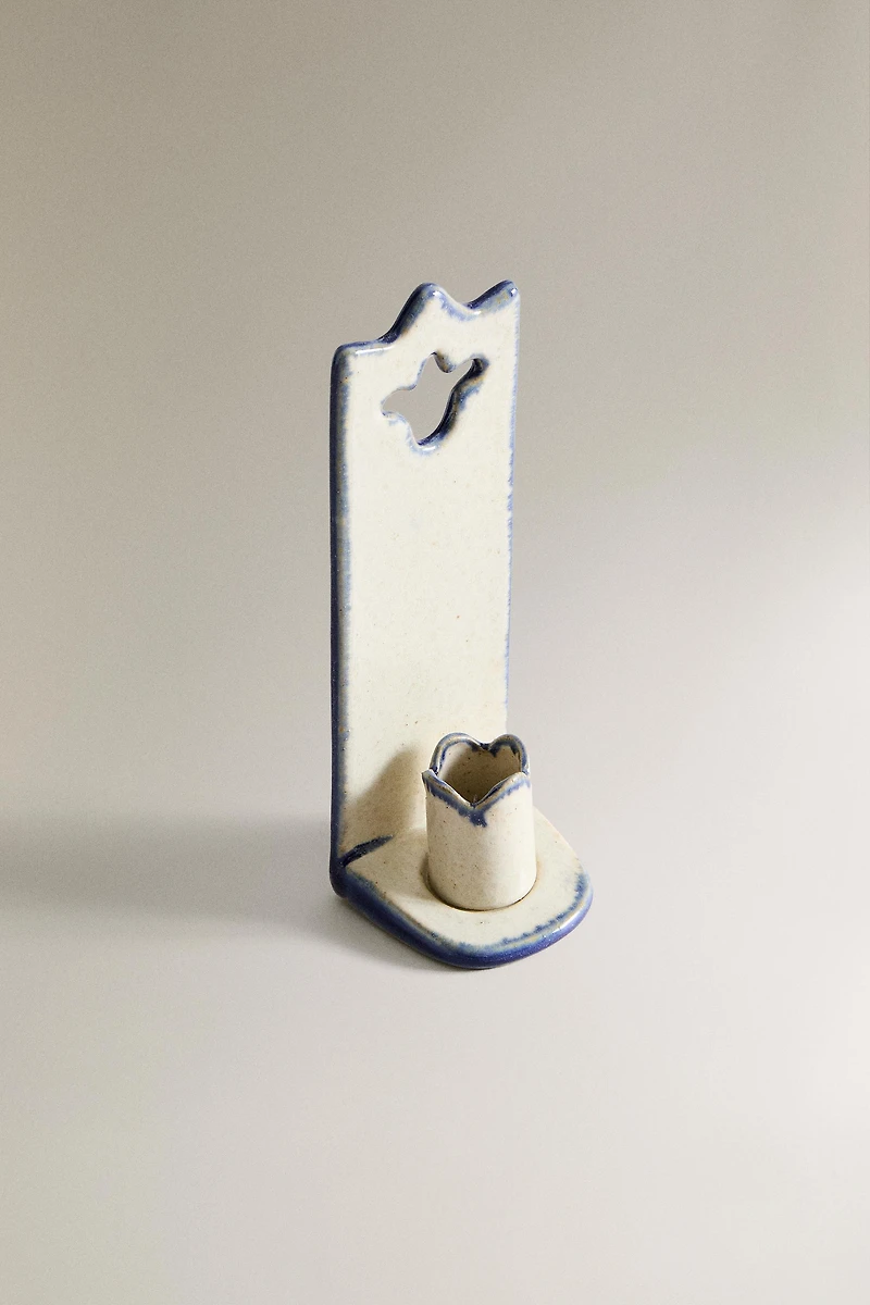CERAMIC CANDLESTICK WITH CONTRAST EDGE