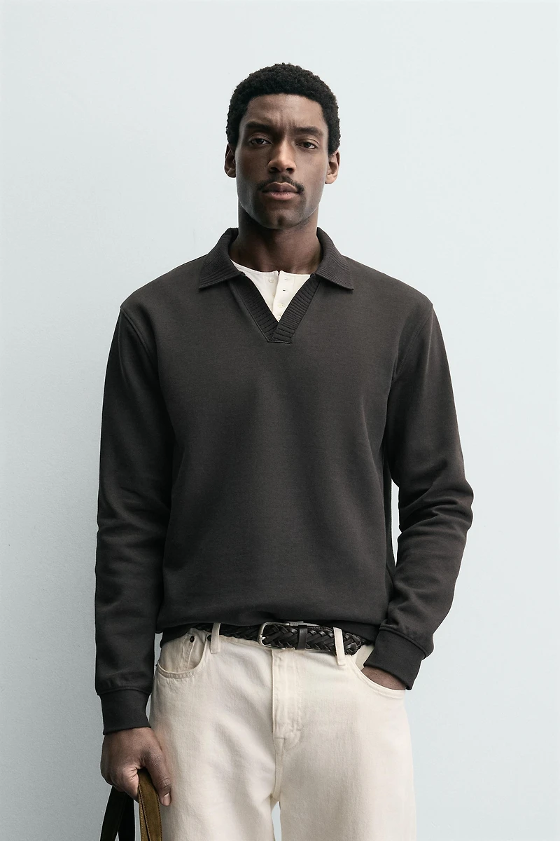 INTERLOCK POLO SWEATSHIRT