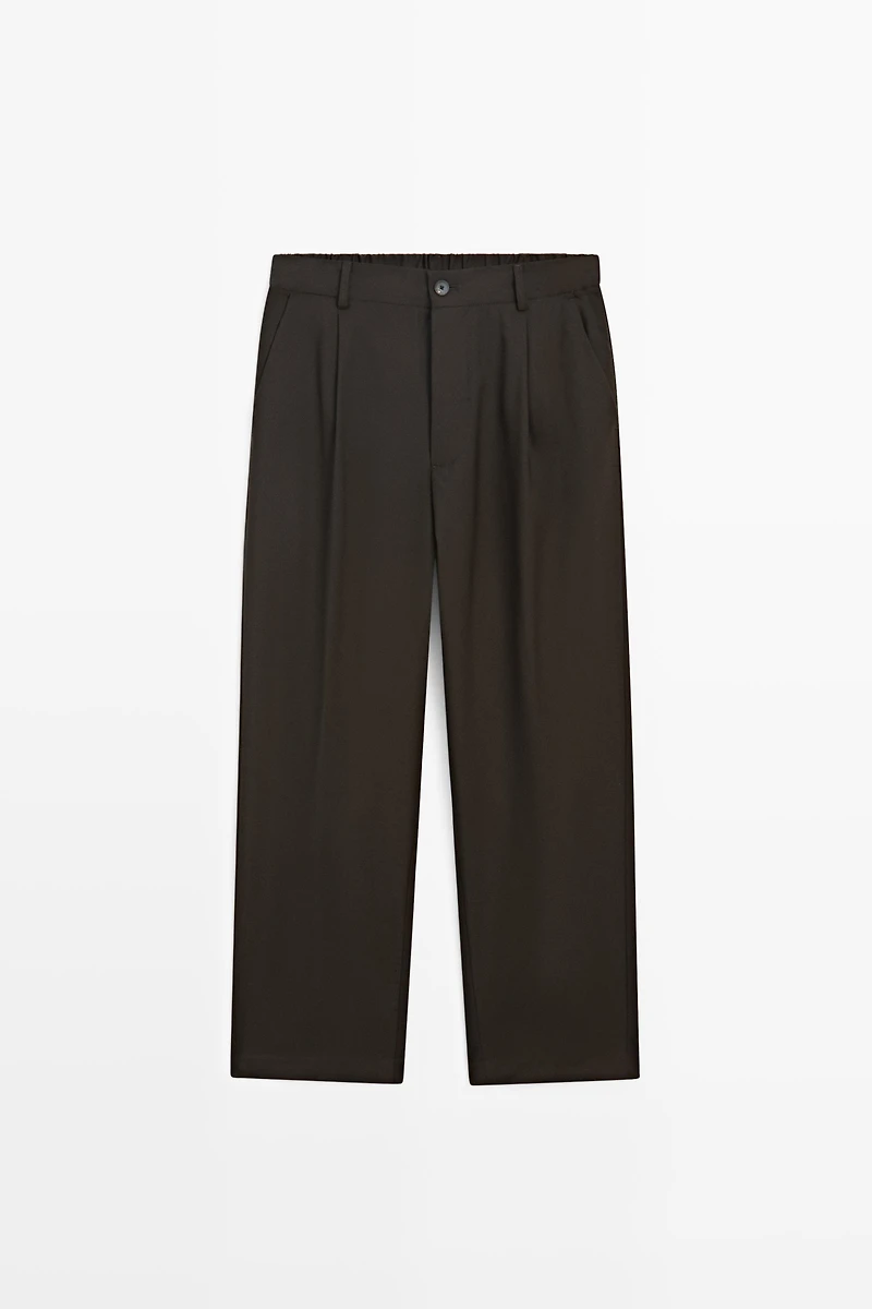 100% wool relaxed fit pants