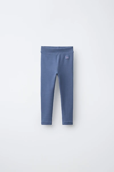 RIBBED LEGGINGS WITH LABEL