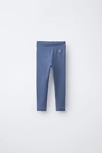 RIBBED LEGGINGS WITH LABEL