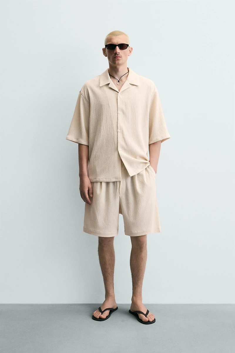 RELAXED FIT EMBOSSED SHORTS