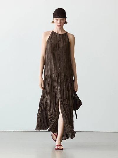 Flowing midi dress with button details