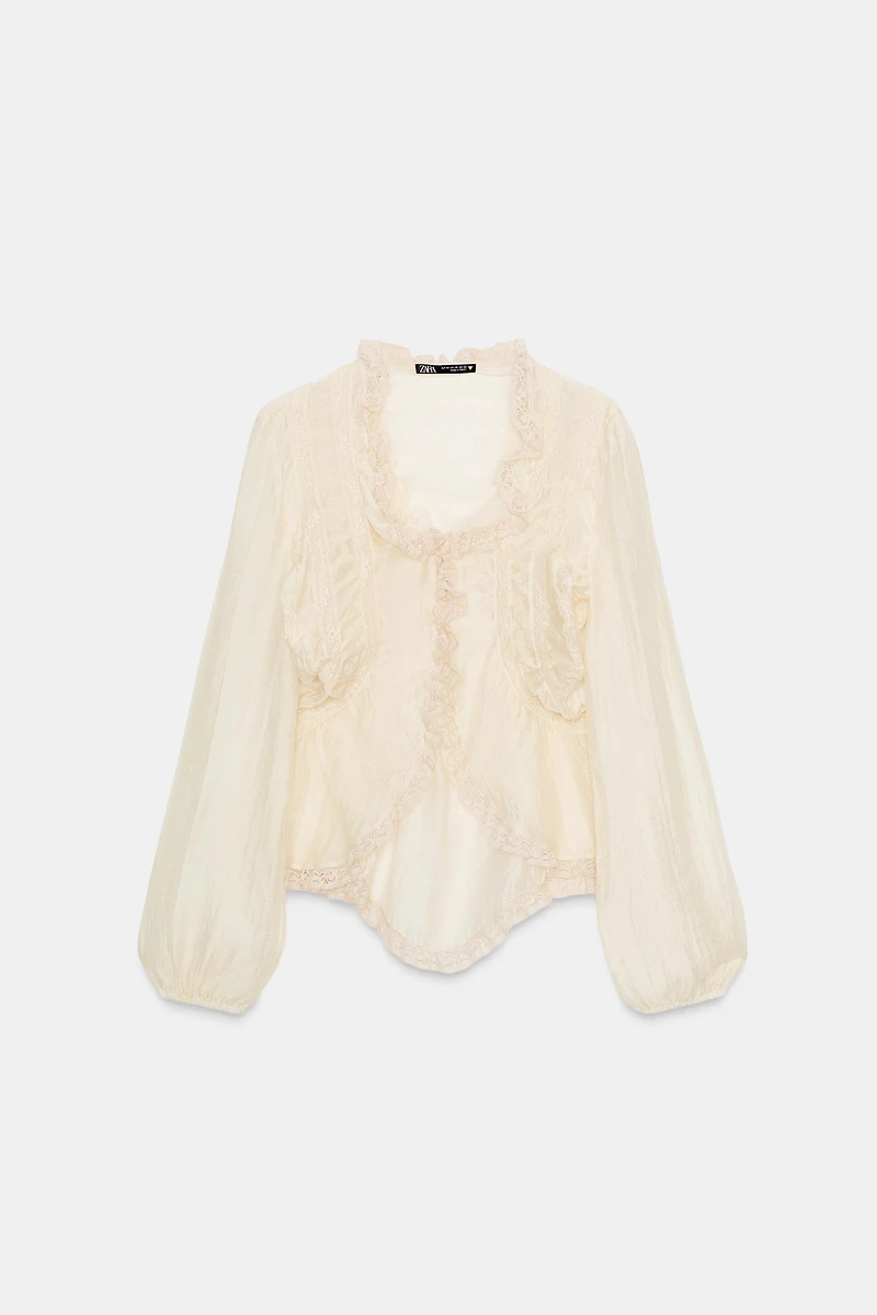 ASYMMETRICAL FLOWY LACE SHIRT