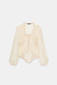 ASYMMETRICAL FLOWY LACE SHIRT